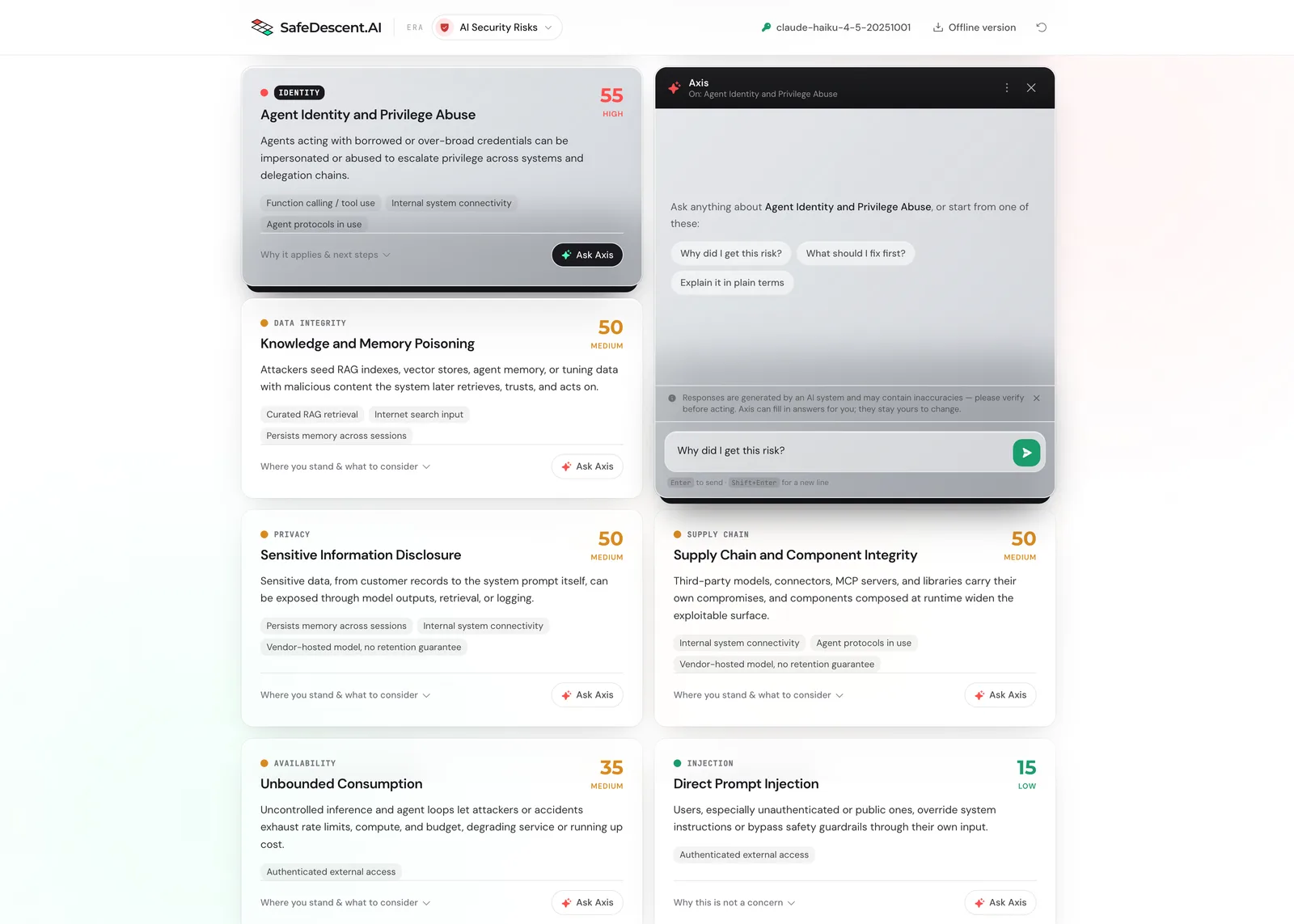 ERA result: identified risks with scores and what to check